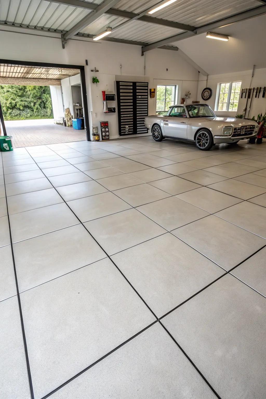 Achieve an uninterrupted look with expansive porcelain squares.