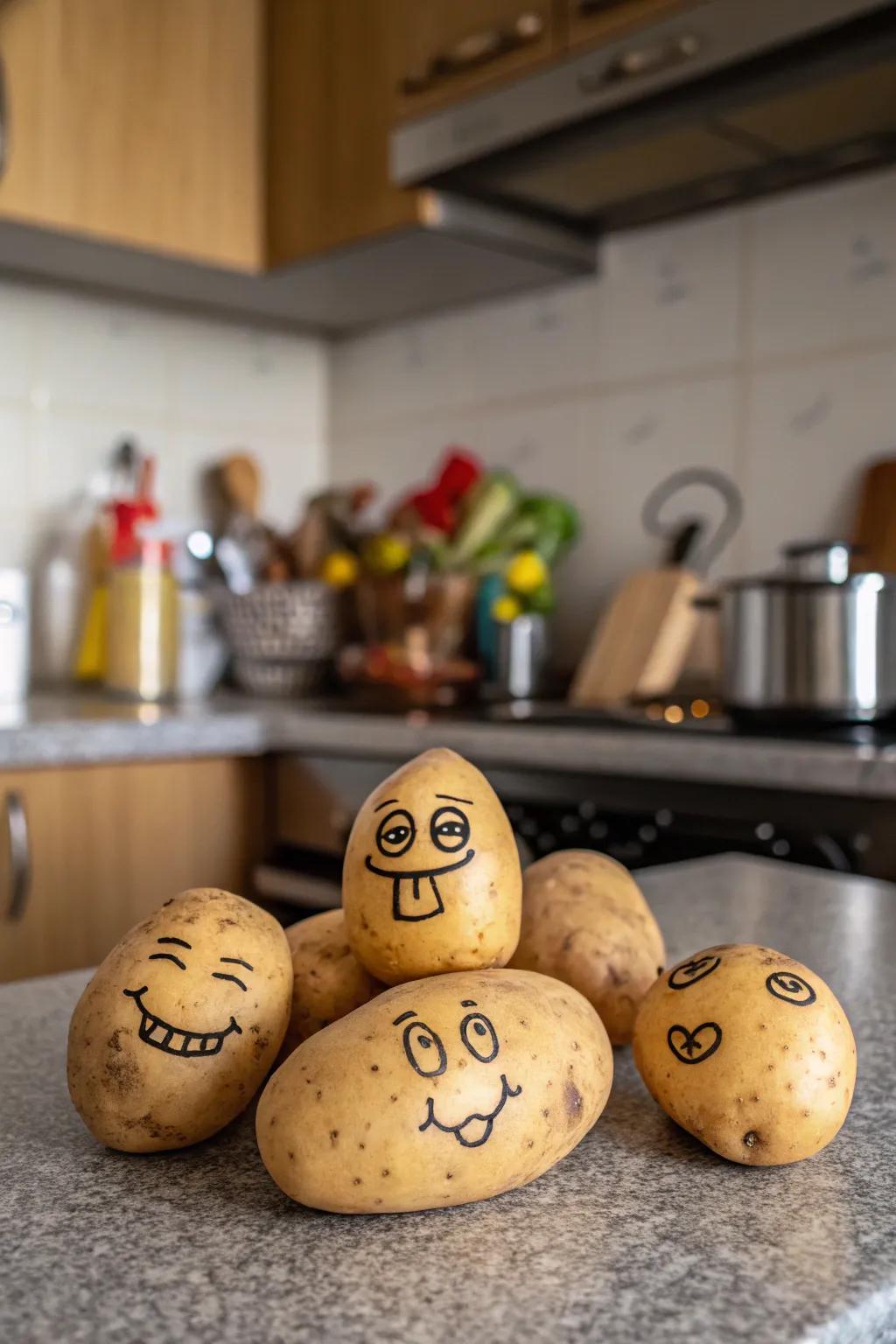 Lovable potato characters evoke smiles and giggles.