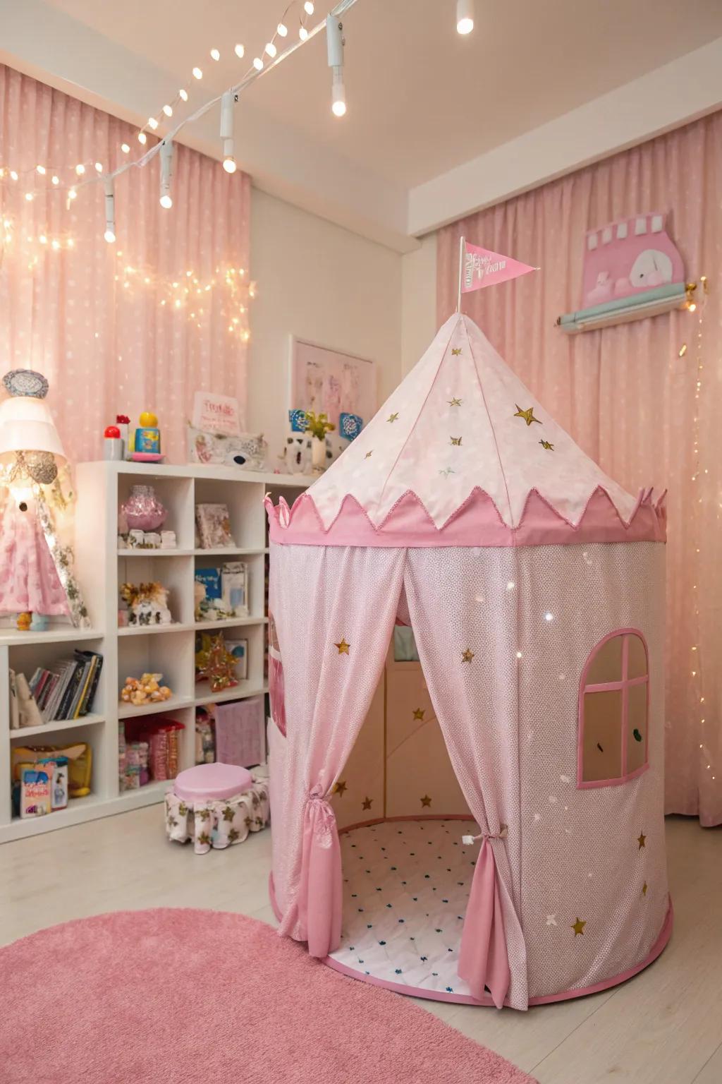 A play tent inspires creativity and play.