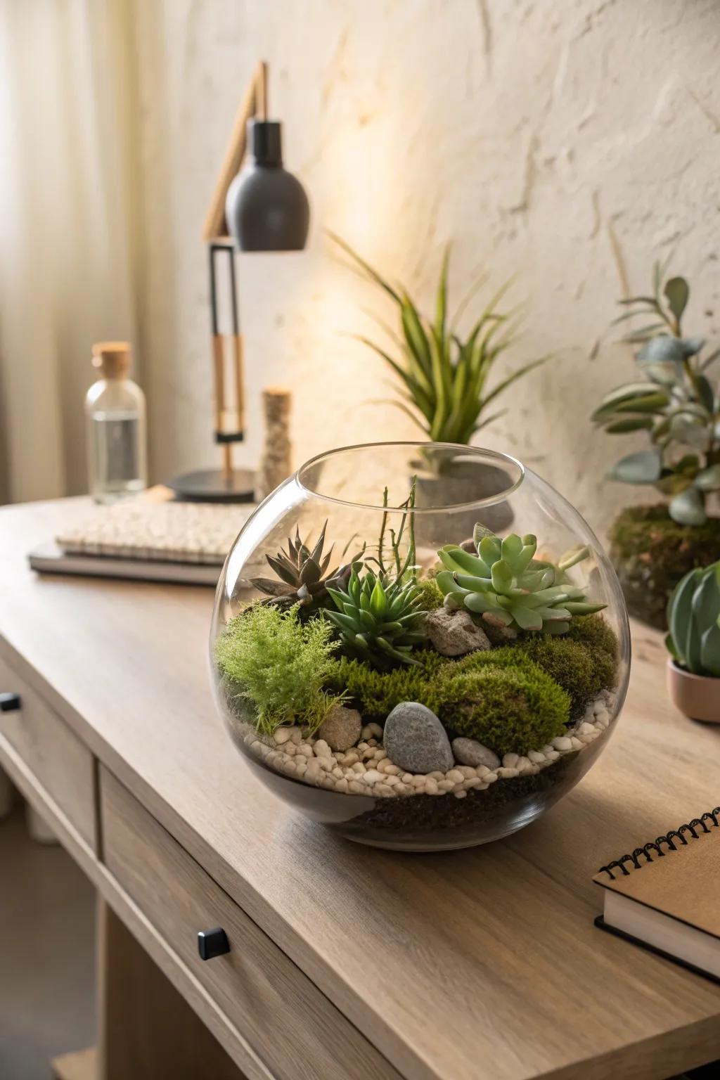 Bring nature indoors with a stunning DIY enclosed garden, a perfect blend of simplicity and beauty for your space.