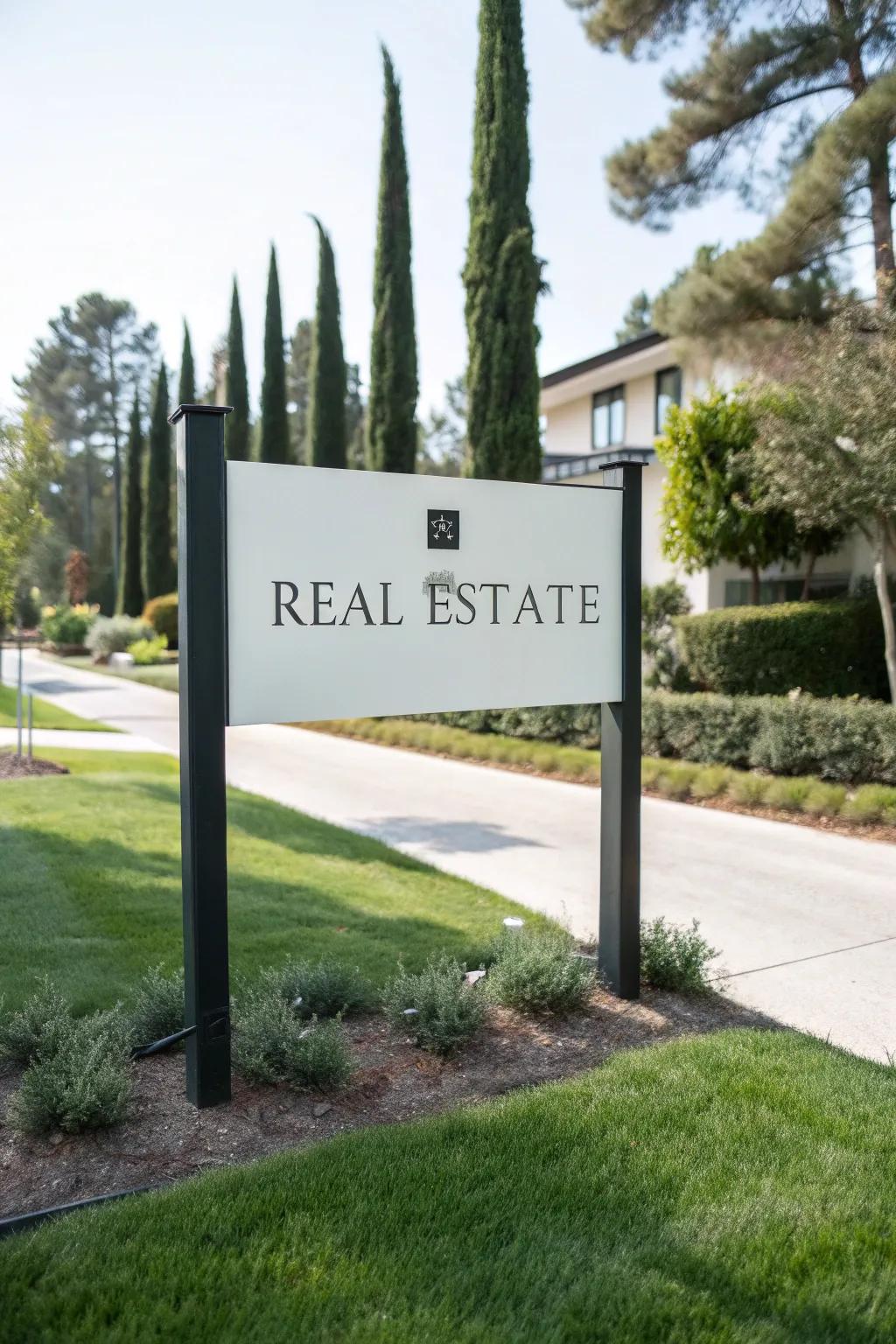 Elegance in simplicity through minimalist property signs.