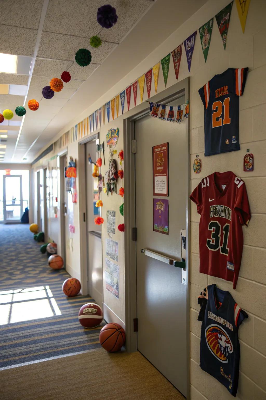 Boost team spirit with sports-themed door decor.