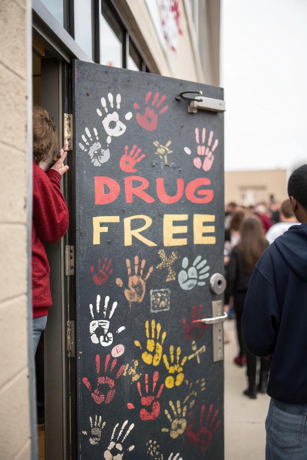 Connect hands to demonstrate a powerful stance against drug use using this cooperative entrance display.