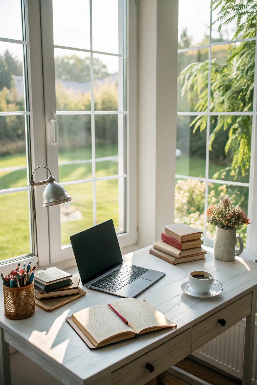 Boost your efficiency with an exposed and airy office design.