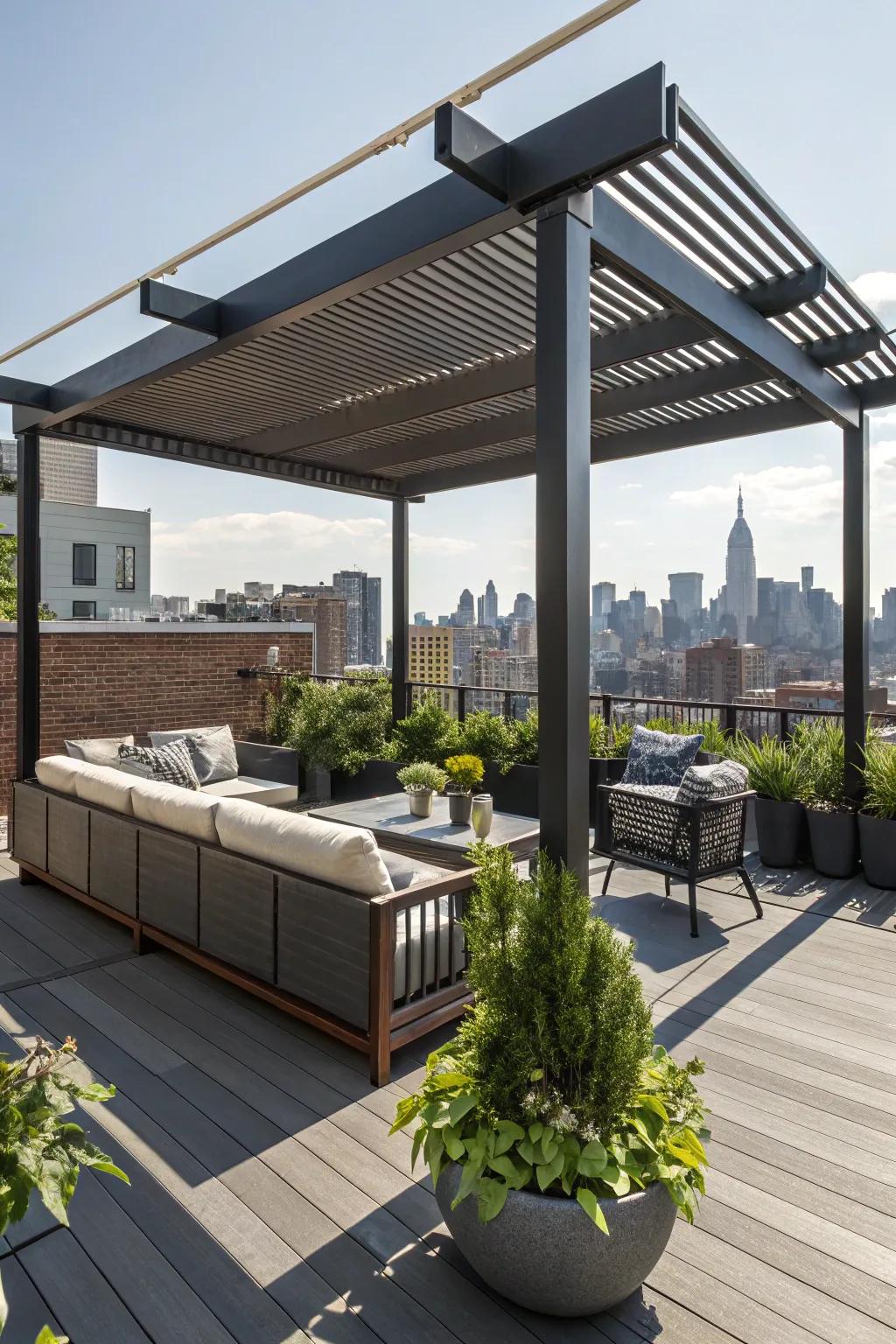 Elevate your terrace through a pergola intended for shade and structure.