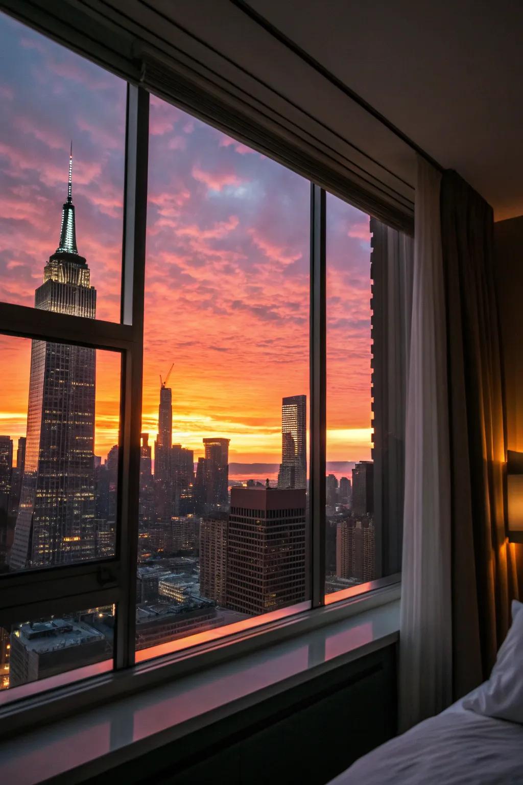 A stunning view amplifies the romantic atmosphere.
