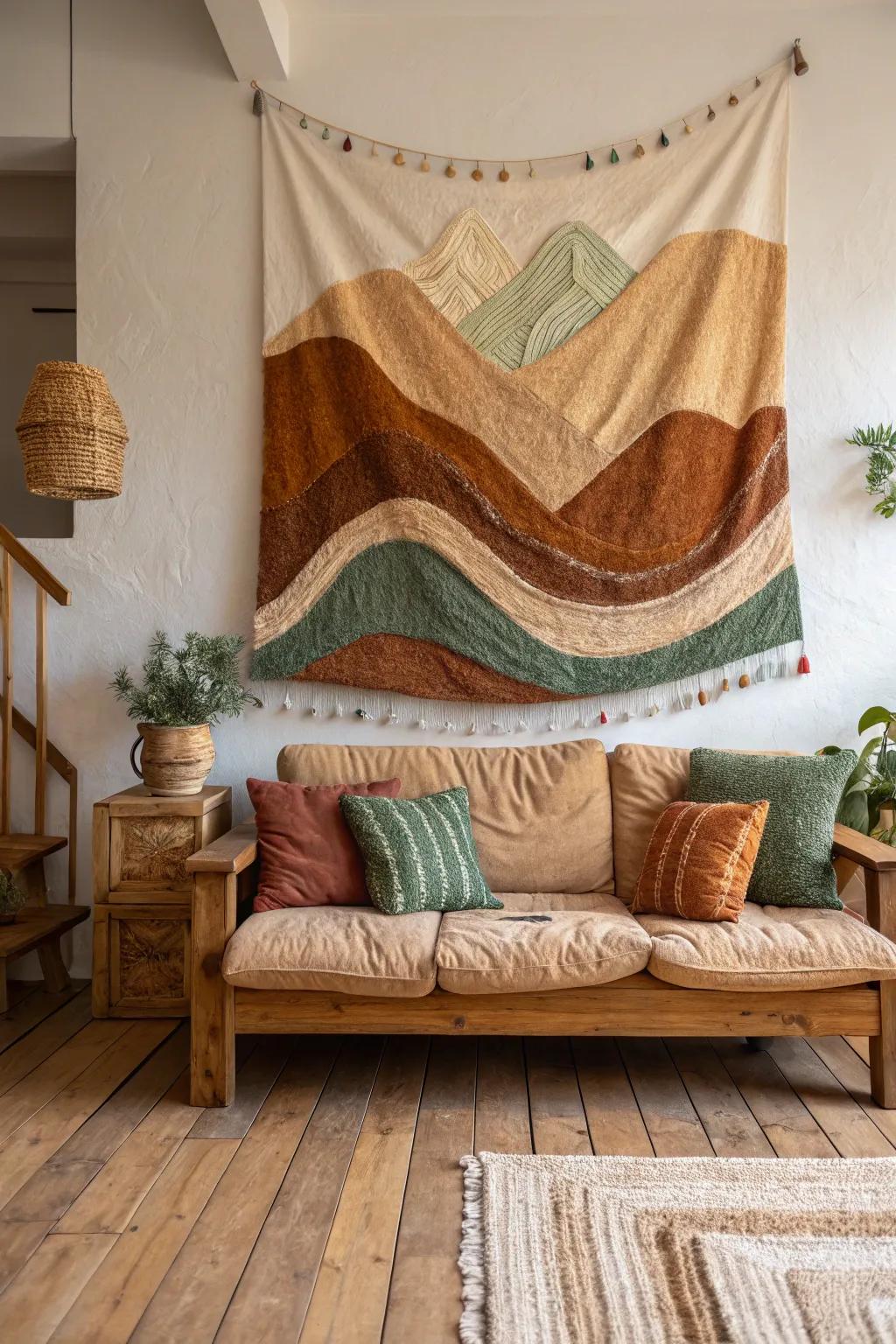 Fabric art adds warmth and texture to your space.