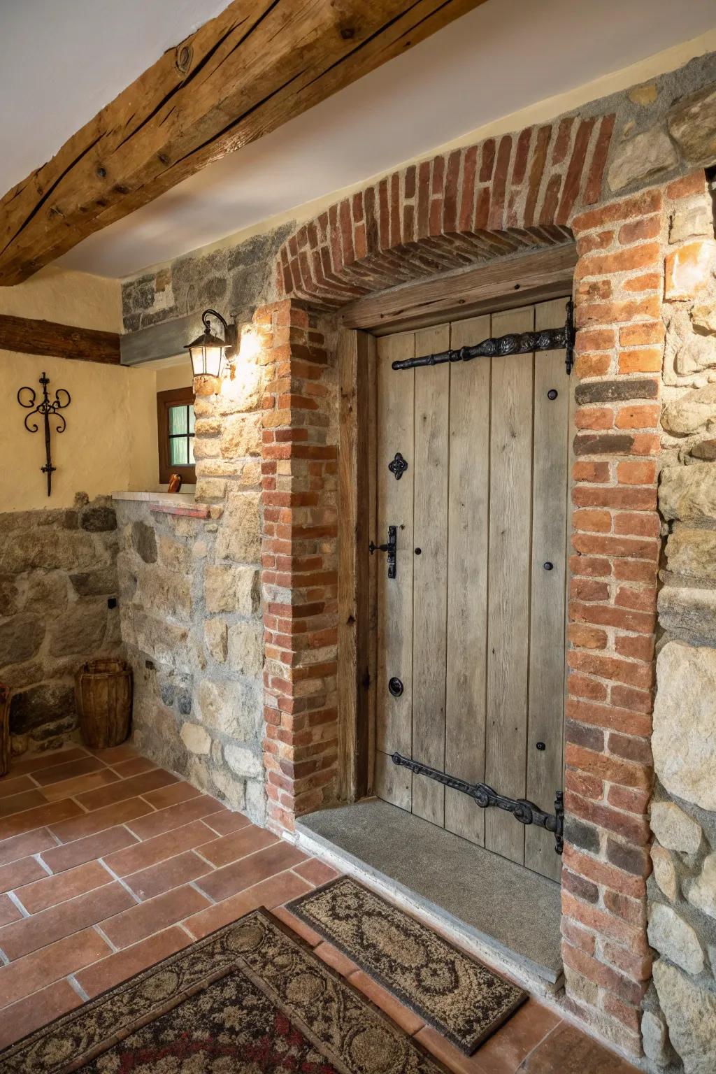A portal that harmonizes with stone and brick, amplifying its innate rustic beauty.