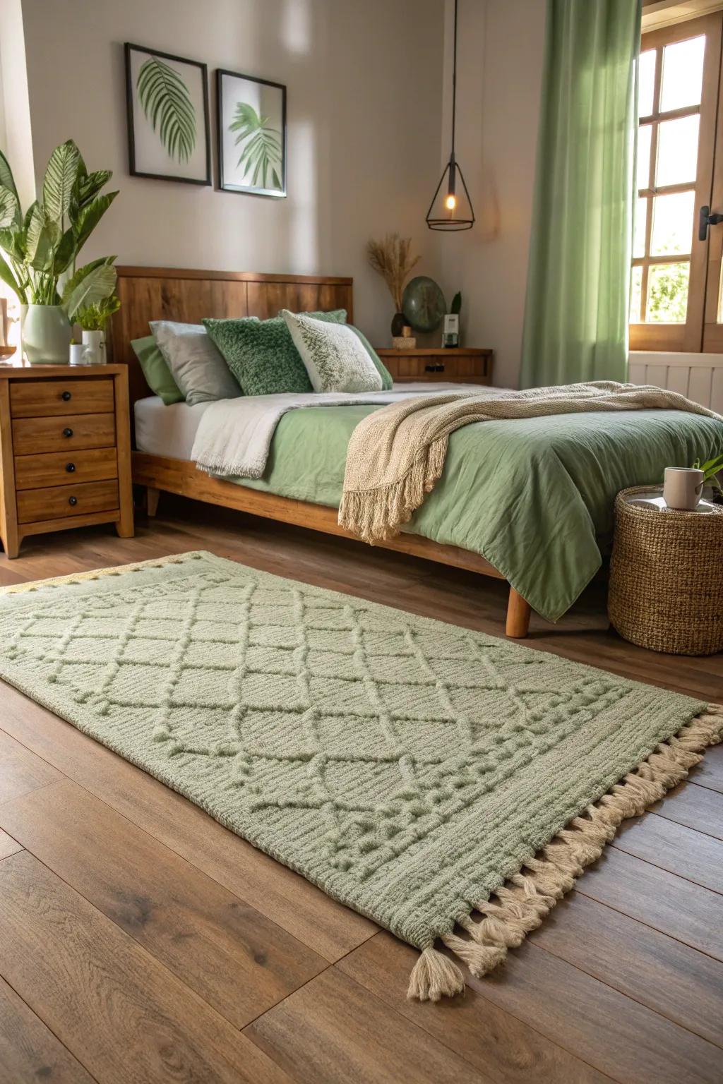 Textured floor coverings inject coziness and comfort underfoot.