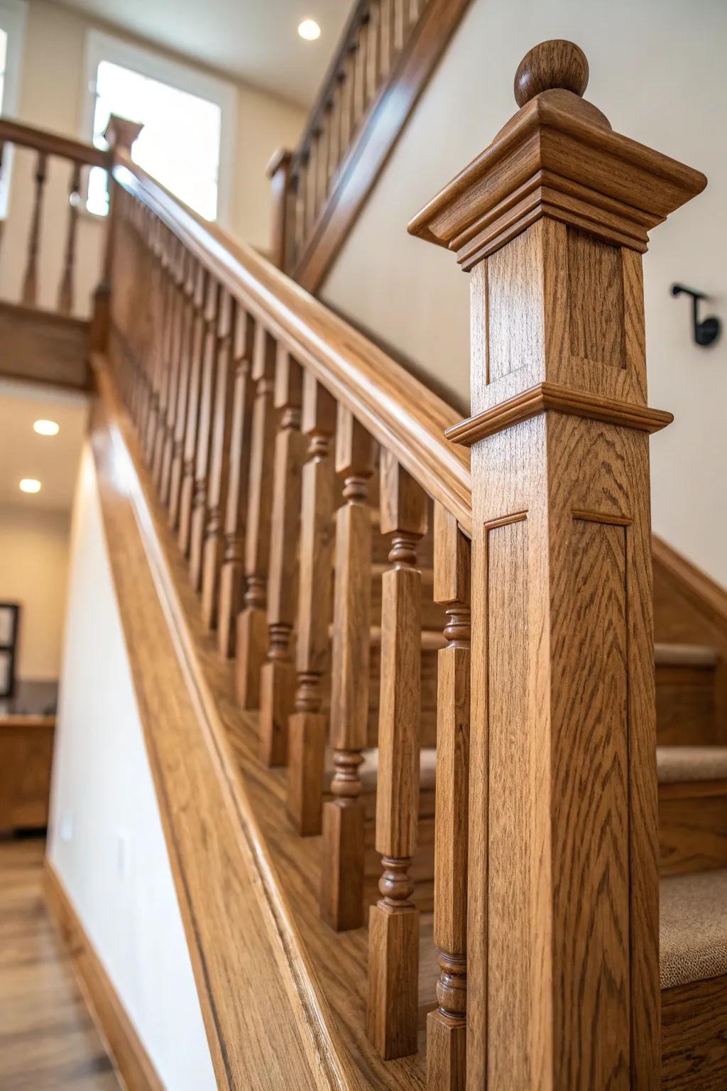 A staircase showcasing the natural beauty of wood through its unprocessed finish.