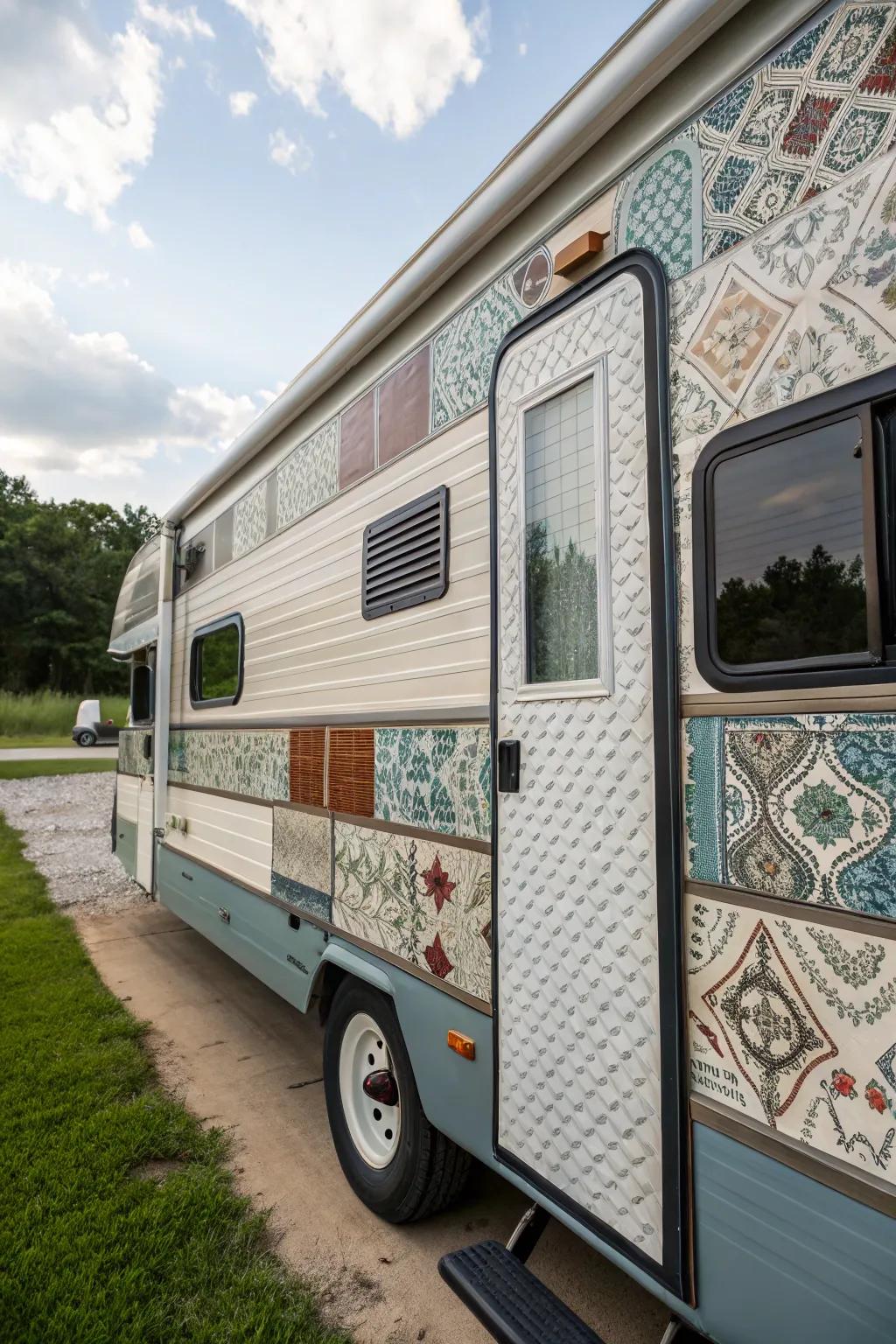 Textured vinyl siding adds visual and tactile depth to your RV.