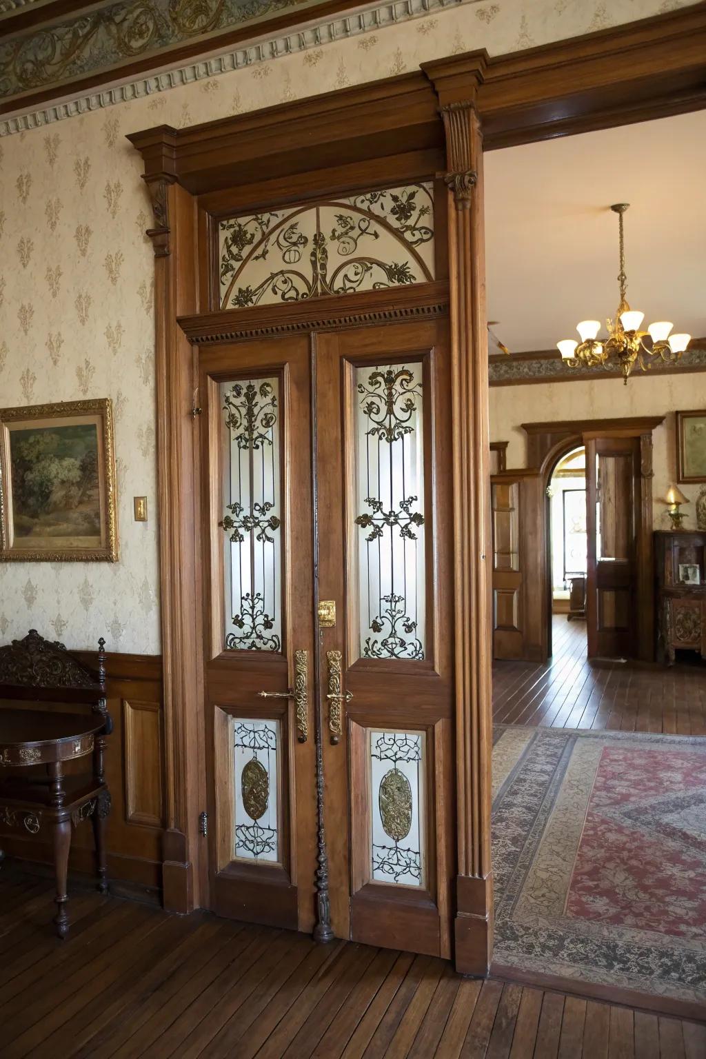 Nostalgic charm through vintage saloon doors.