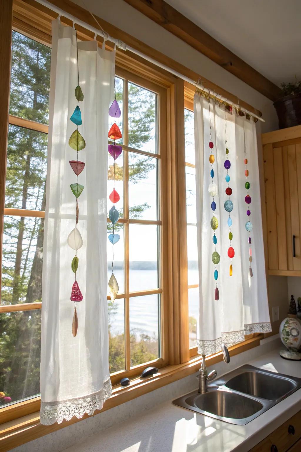 Sea glass window hangings add a touch of magic to your home.