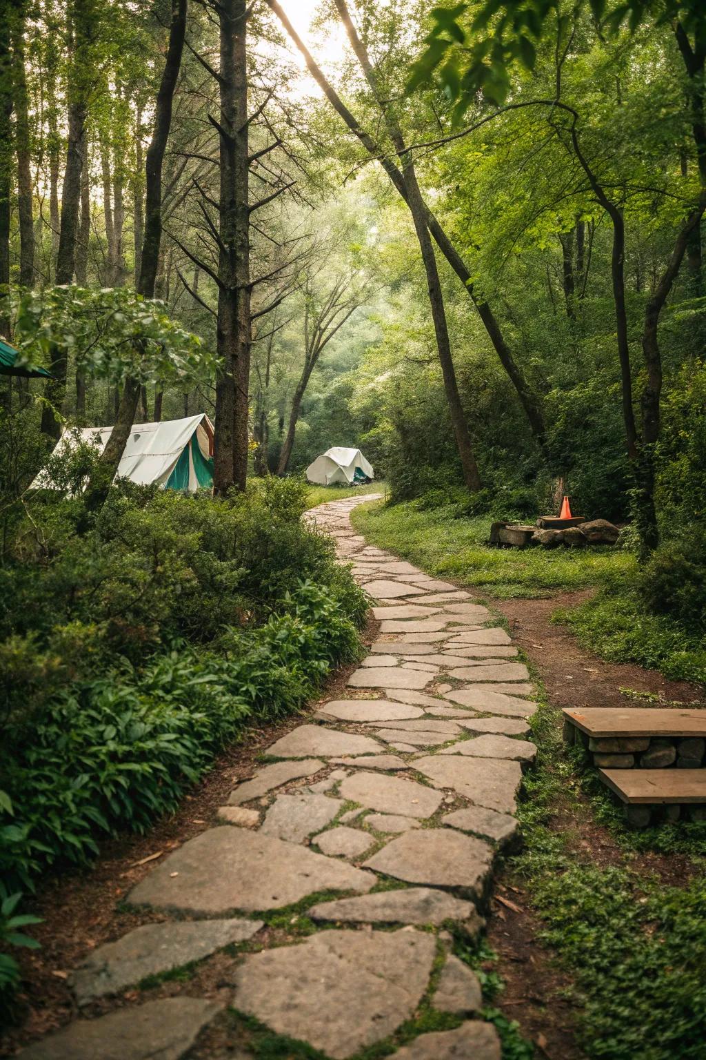 Natural pathways add structure and charm to your campsite.