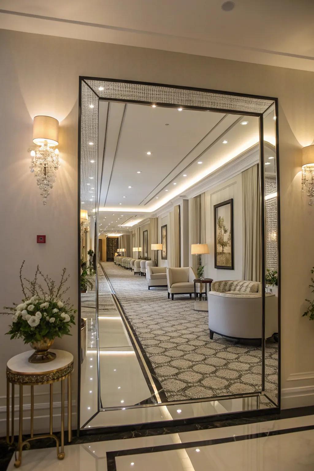 Step into a world of endless reflections with an infinity mirror backdrop.