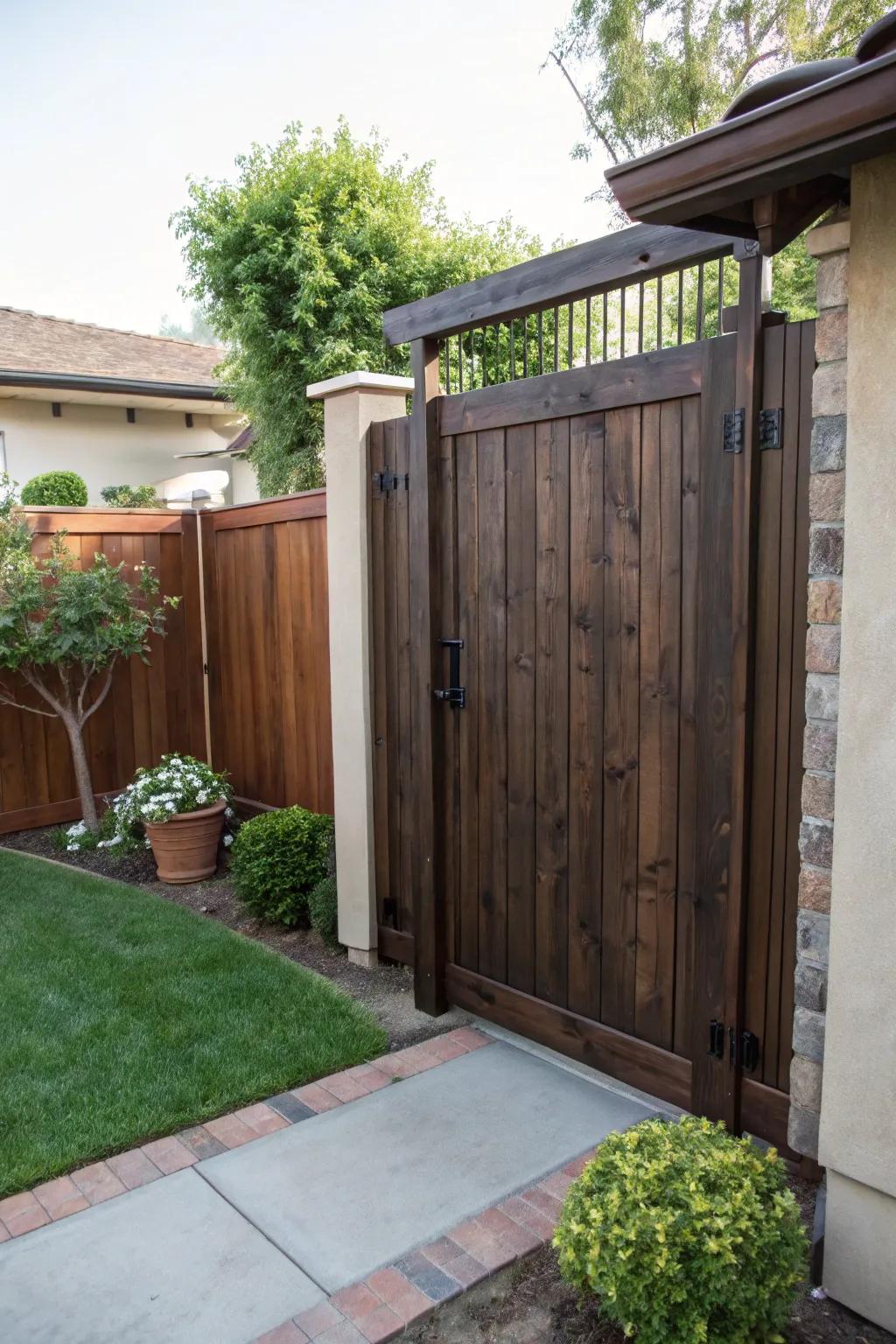 A solid timber entrance, assuring seclusion and safety.