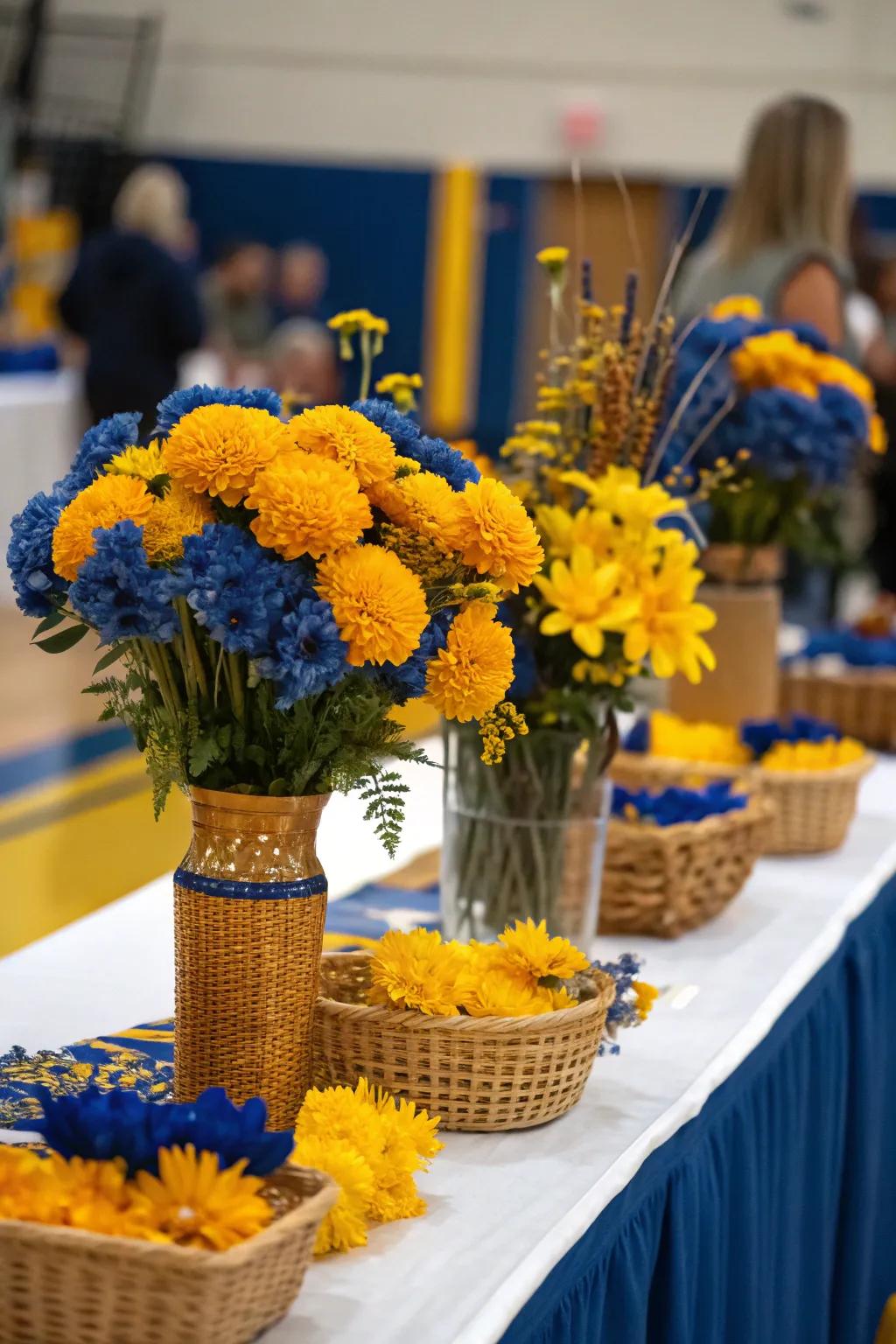 Flowers add a natural and sophisticated touch to the celebratory scene.