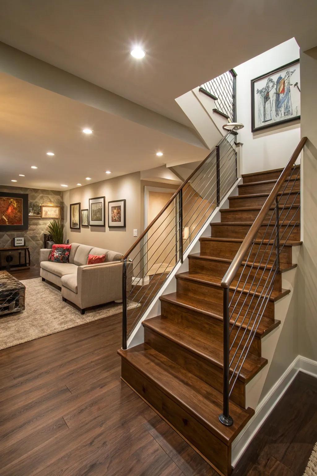 Smooth staircase integration augmenting style and flow.
