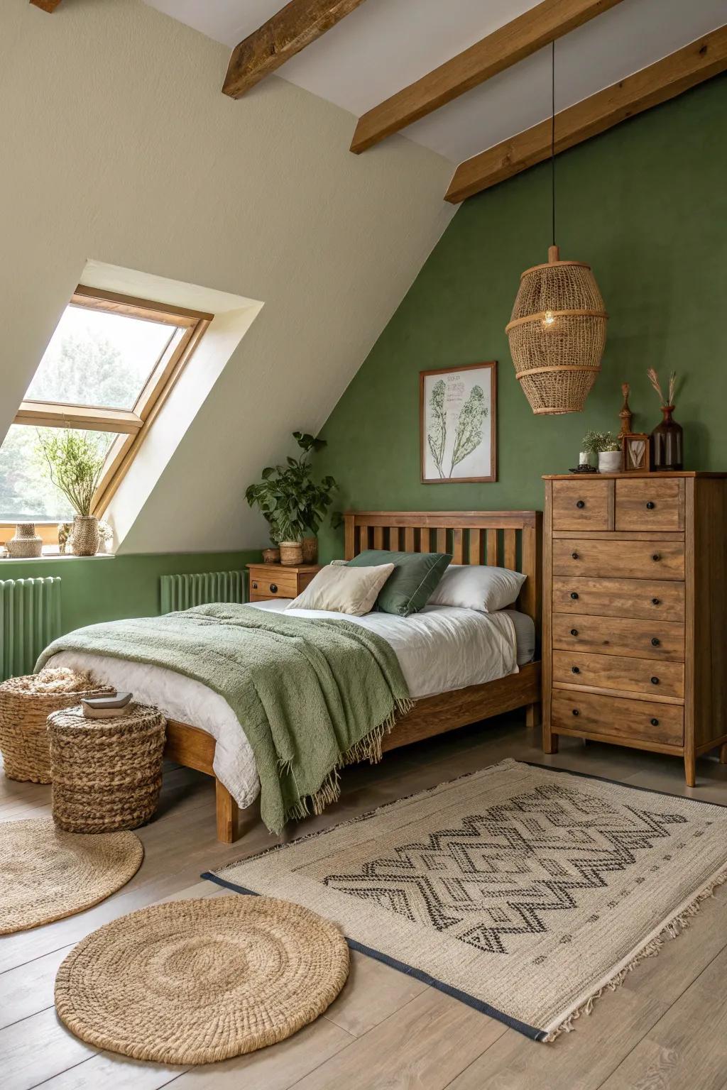 Earthy tones bring warmth and a touch of nature into this cozy bedroom.