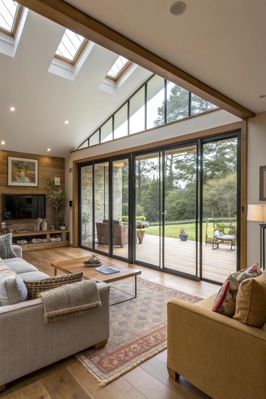 Sliding doors create a versatile living space by serving as room dividers.