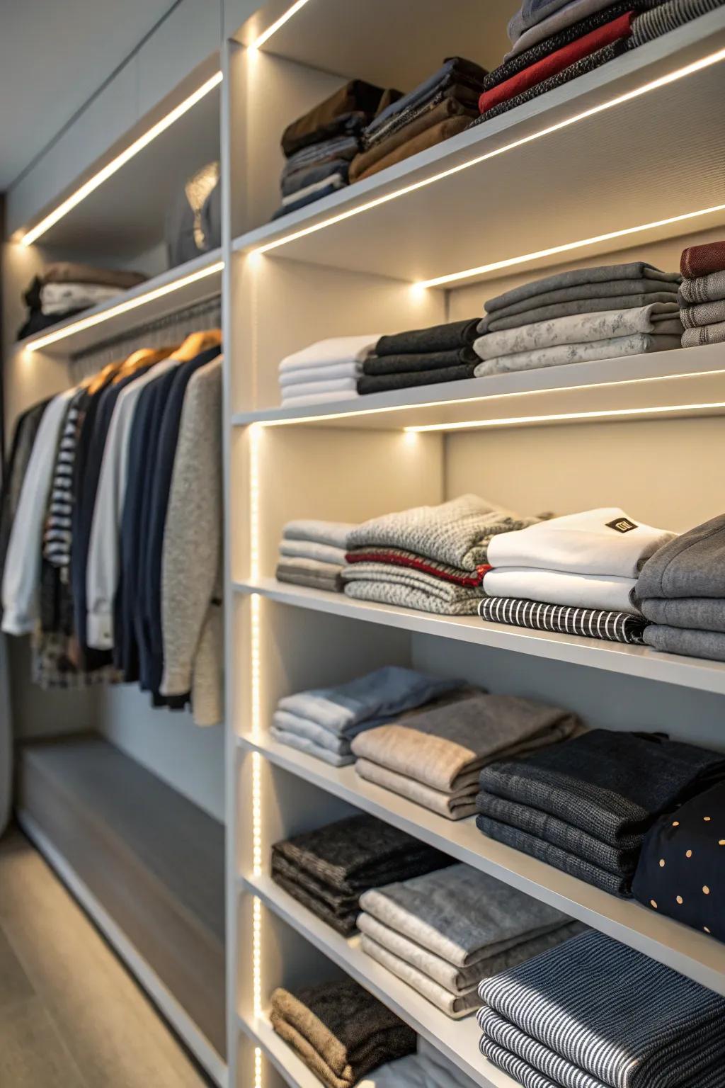 Shelf dividers ensure order and accessibility.