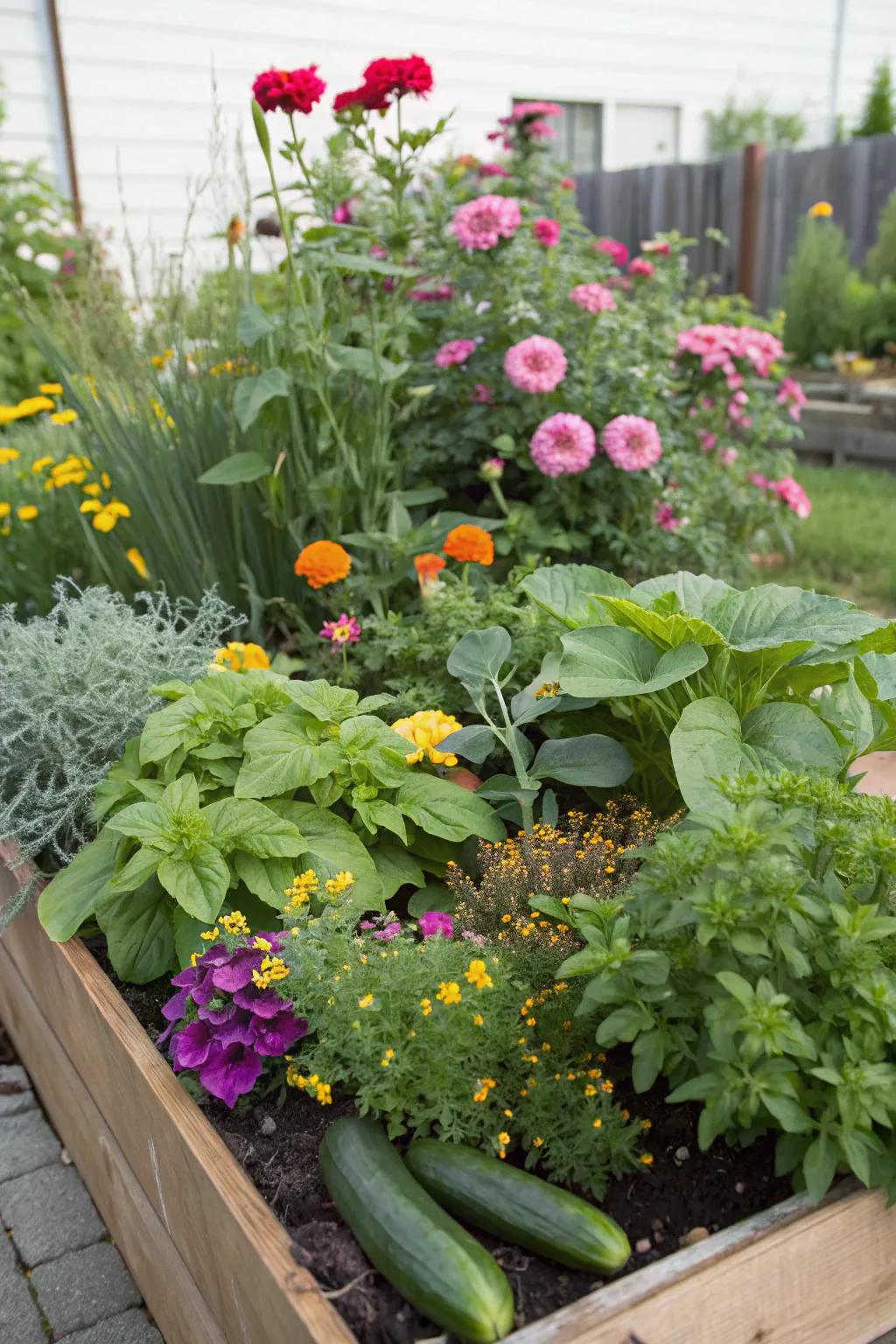 Combined planting gardens deliver loveliness and practicality in small zones.