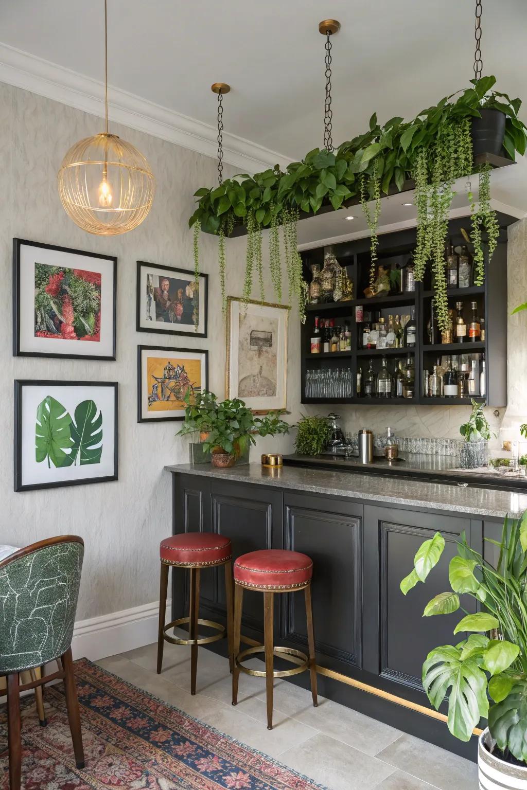 Your home bar will feel more personal and welcoming with the addition of decorative items.