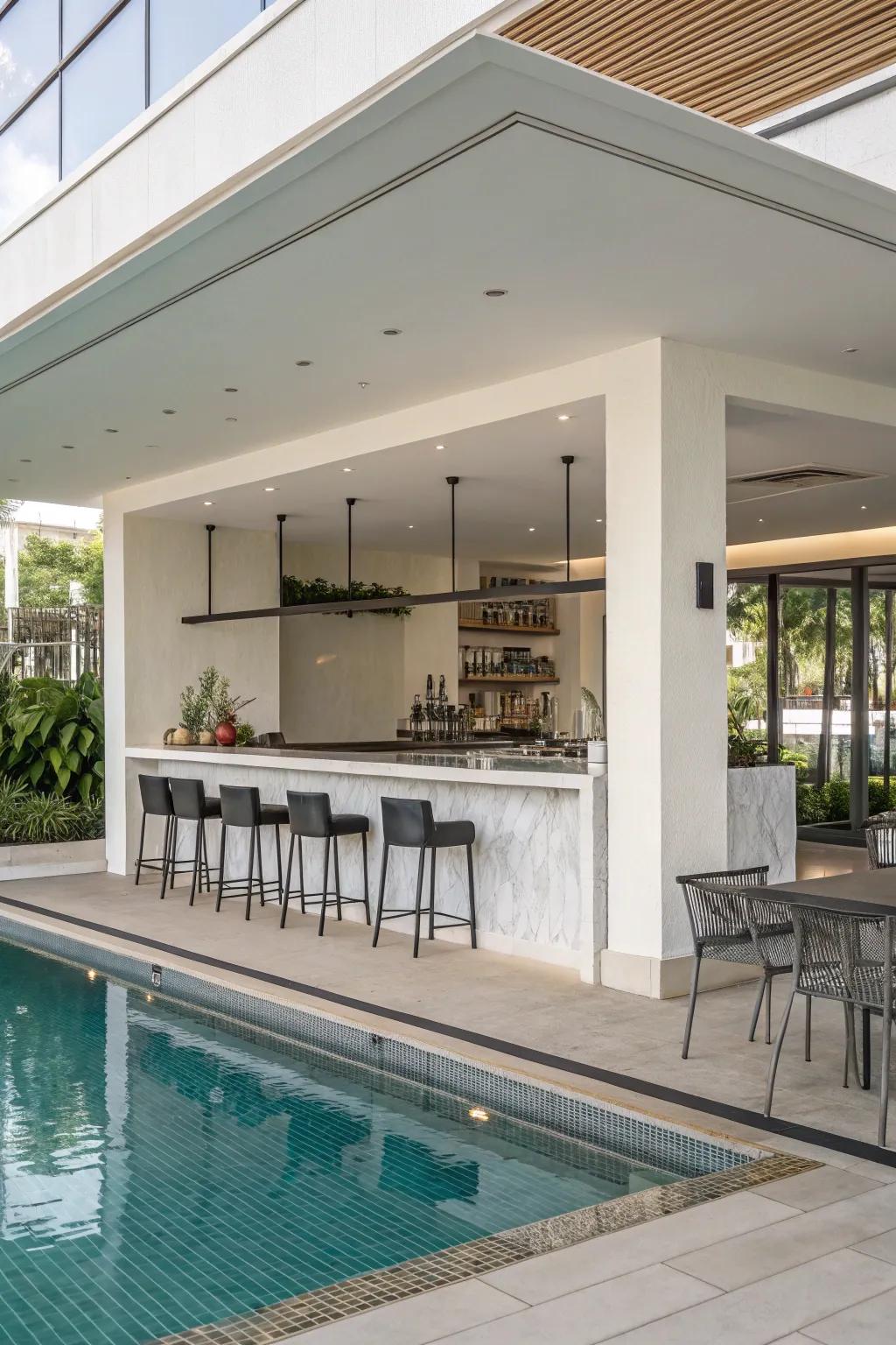 Minimalist design adds a touch of class to your pool bar.