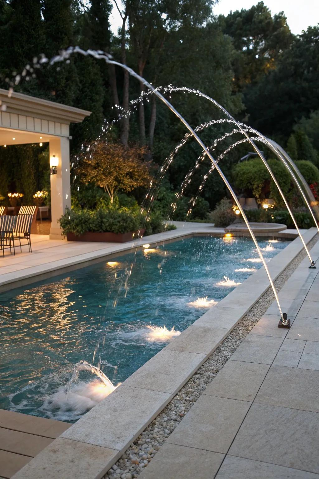Deck jets add a playful yet elegant touch to any pool.