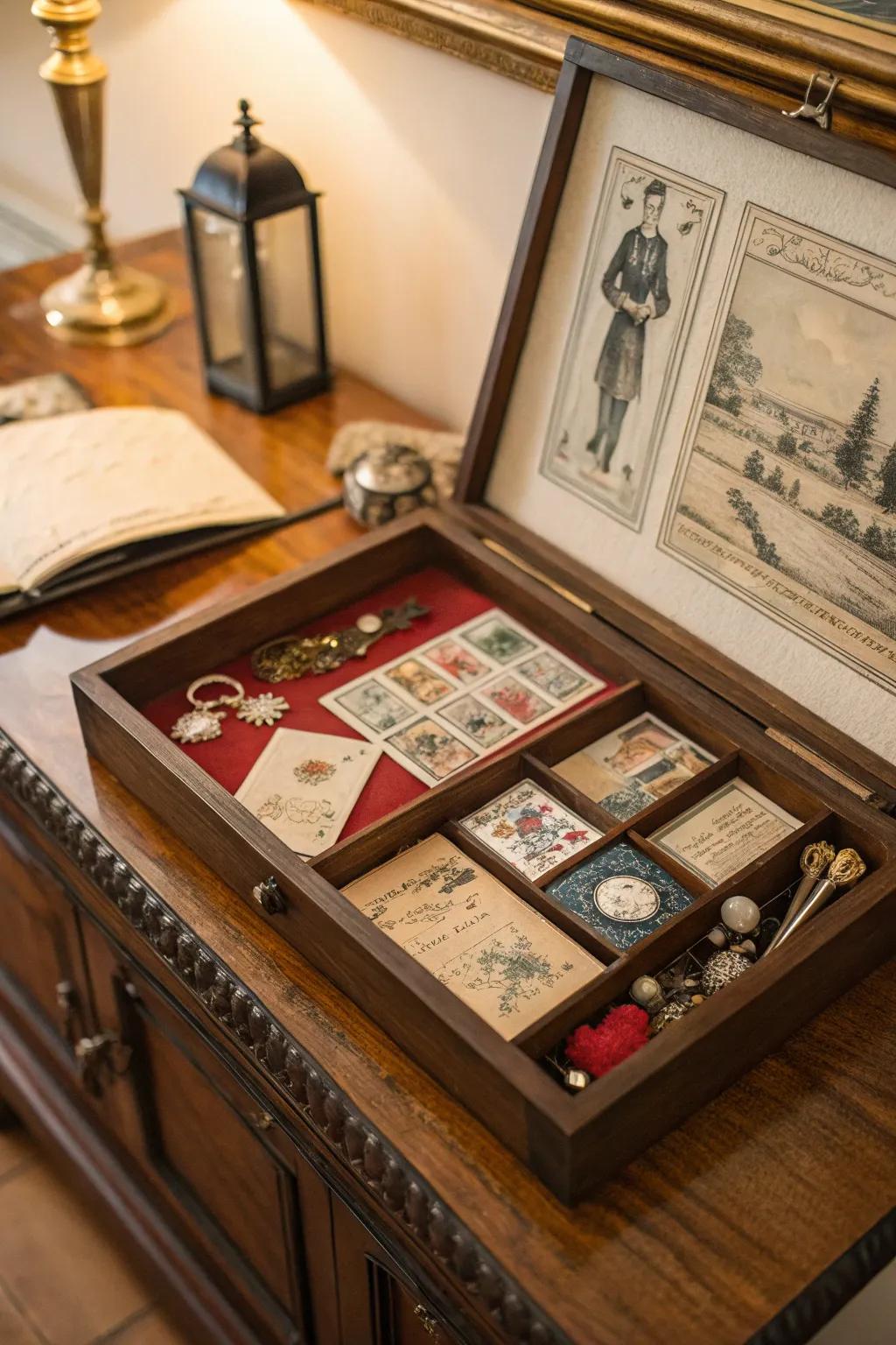 Add timeless elegance with a vintage-inspired box.