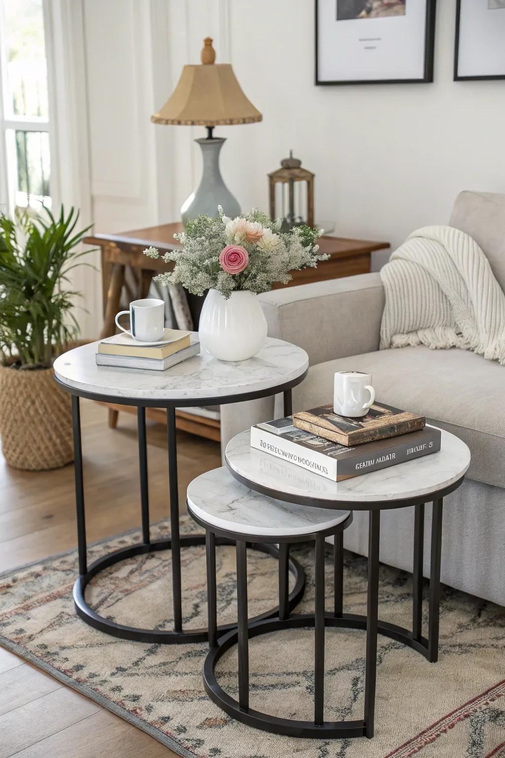 Nesting tables deliver adaptable space solutions.