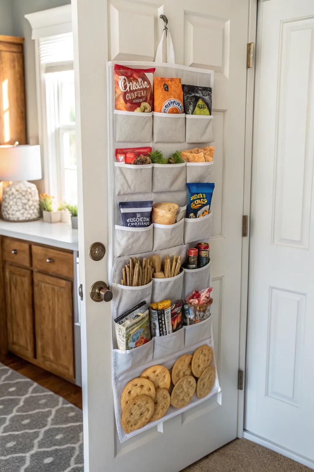 Over-the-door sorters provide added storage without using shelf area.
