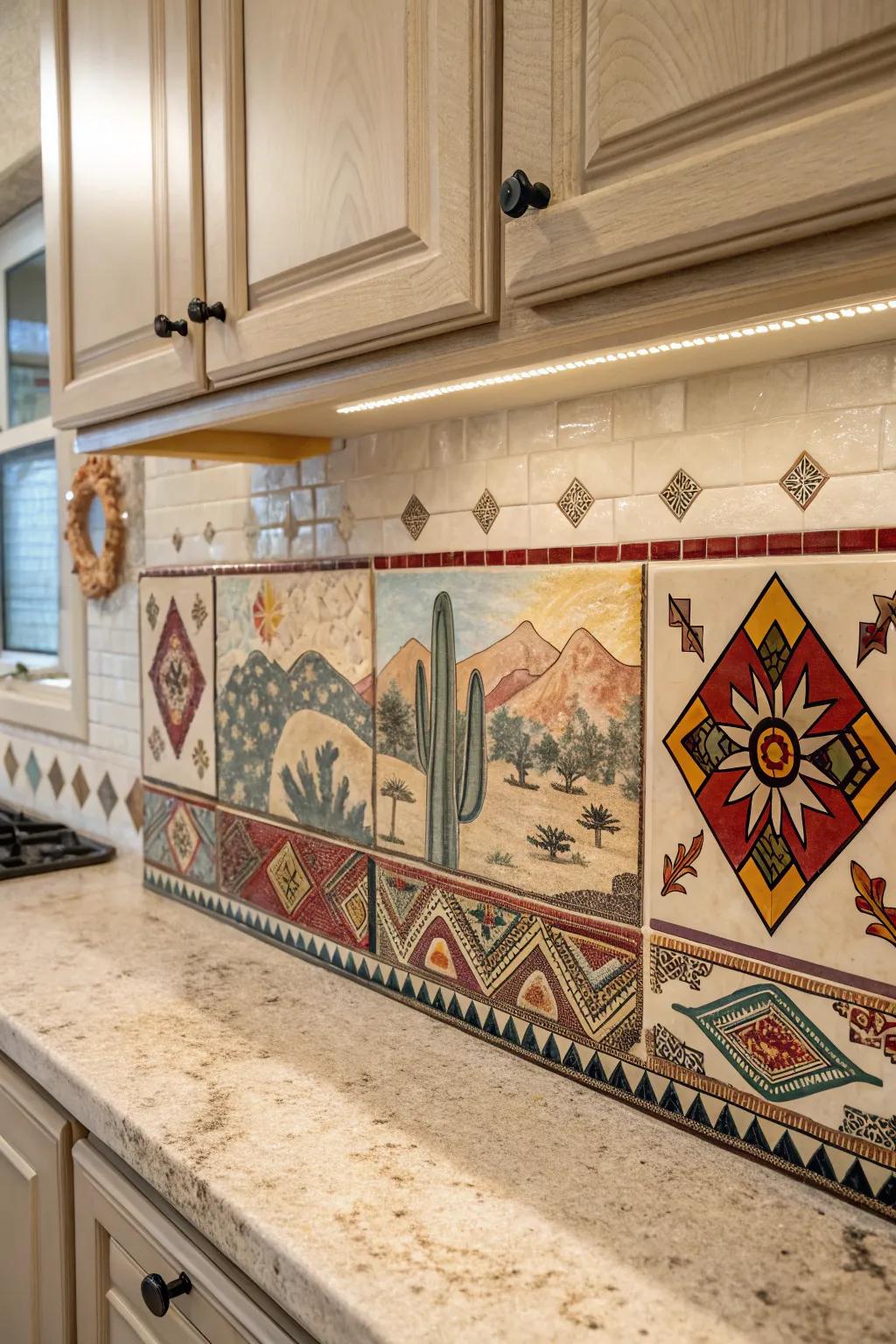 With tile pieces, make your backsplash a cultural art piece.
