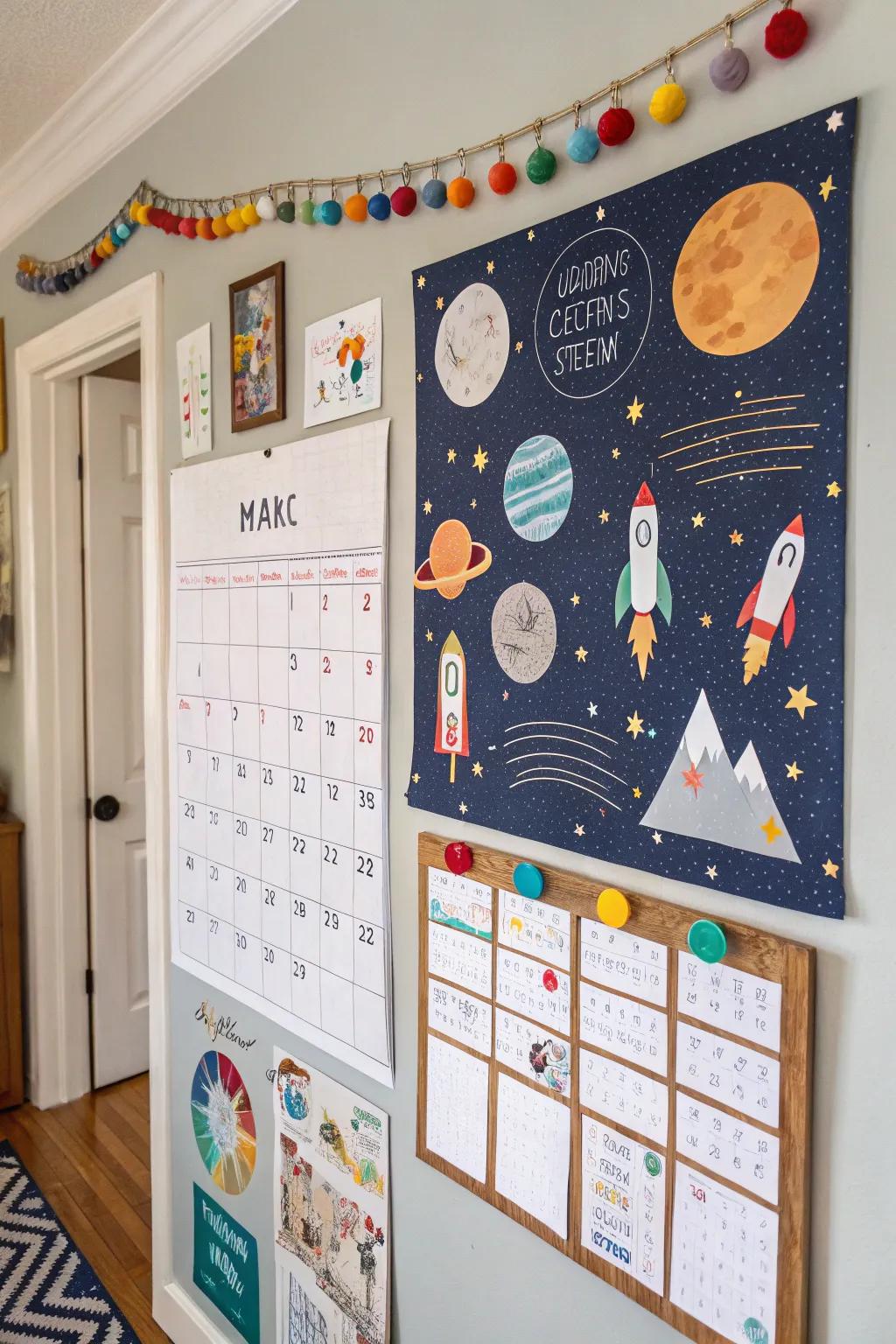 Monitor time via a cosmic-inspired calendar.