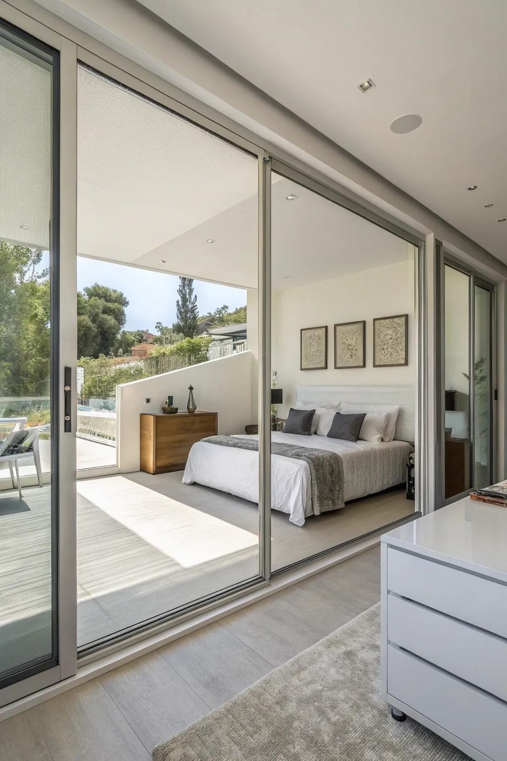 Sliding doors provide flexibility and save space in tight quarters.