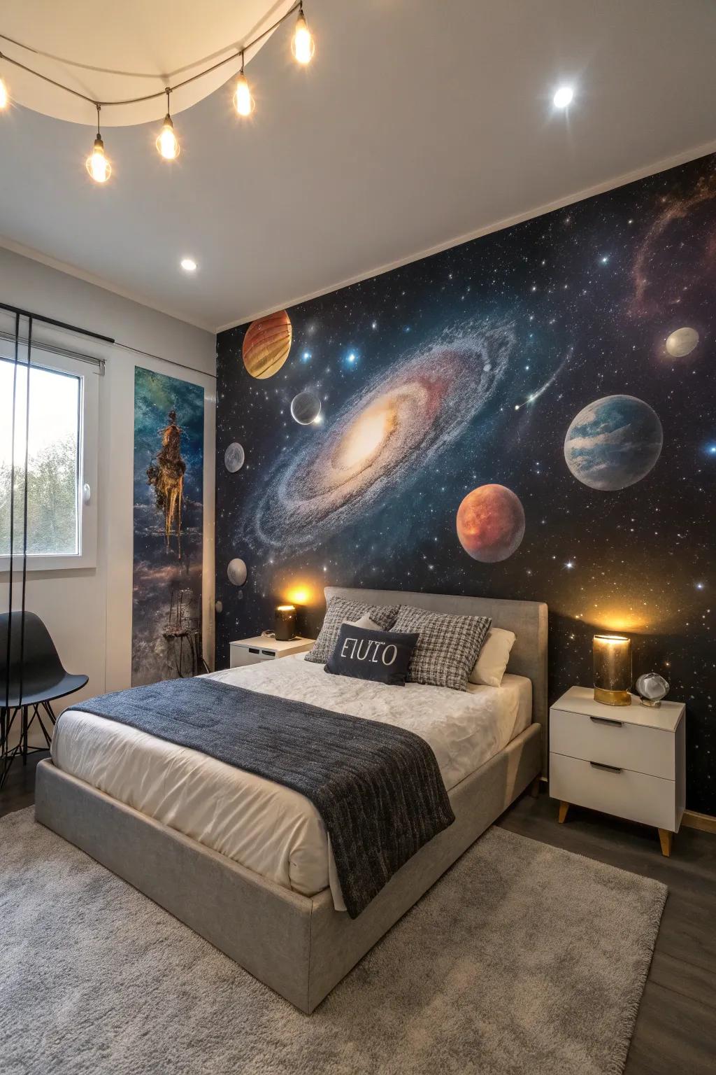 Astral-themed wall art can prompt conversation in your room.