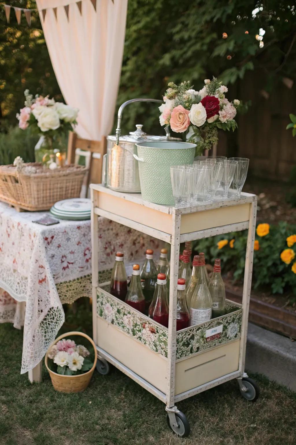 Offer refreshments in style from a vintage garden trolley.