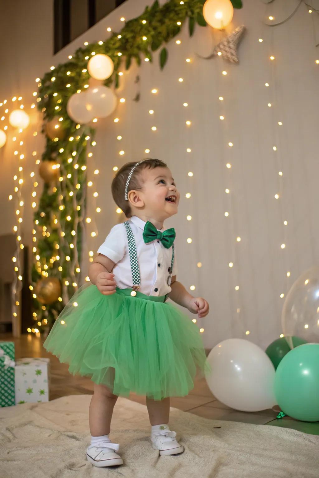 An adorable ensemble choice for the youthful ones on St. Patrick's Day.
