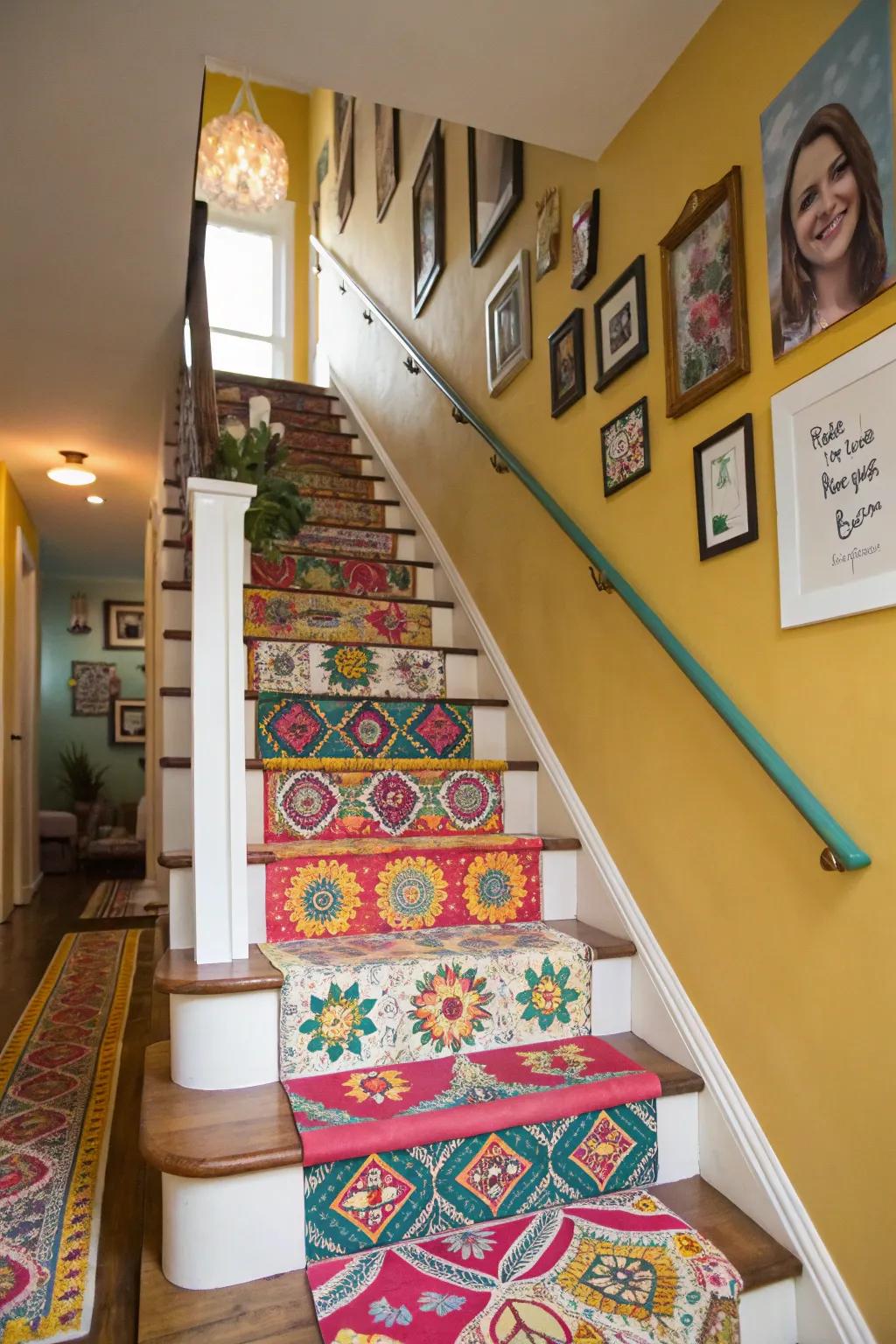 A vibrant runner infuses zest and identity into this staircase.