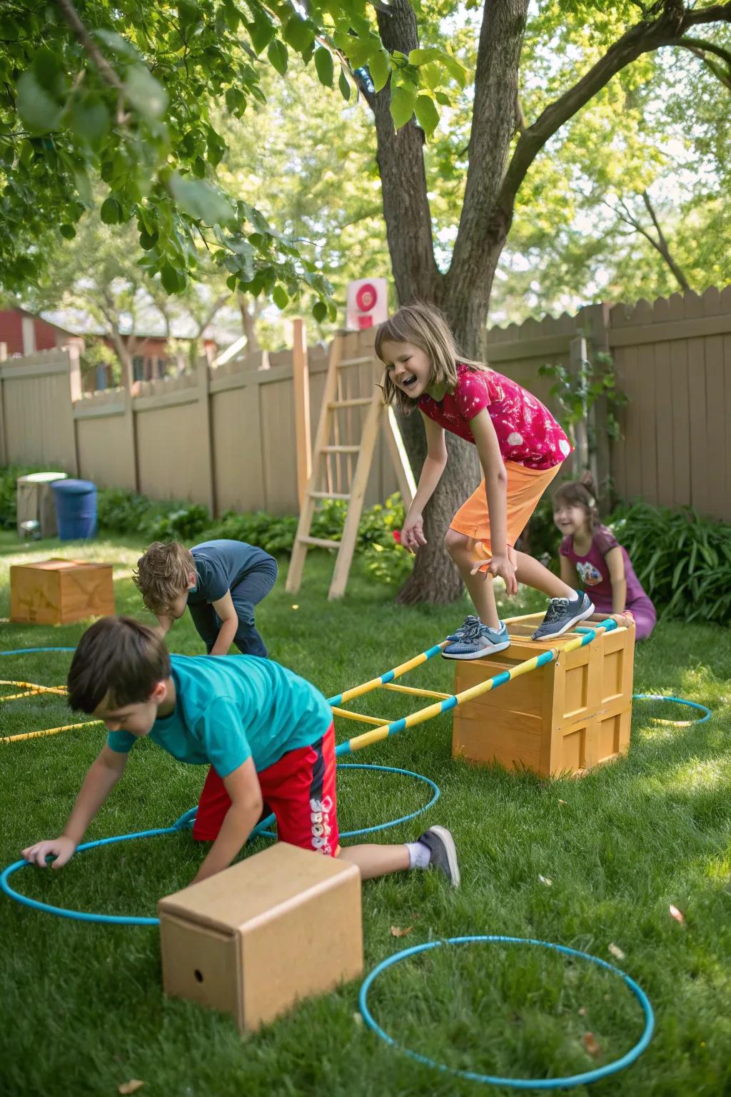 Challenge your kids with an exciting and energetic obstacle course.