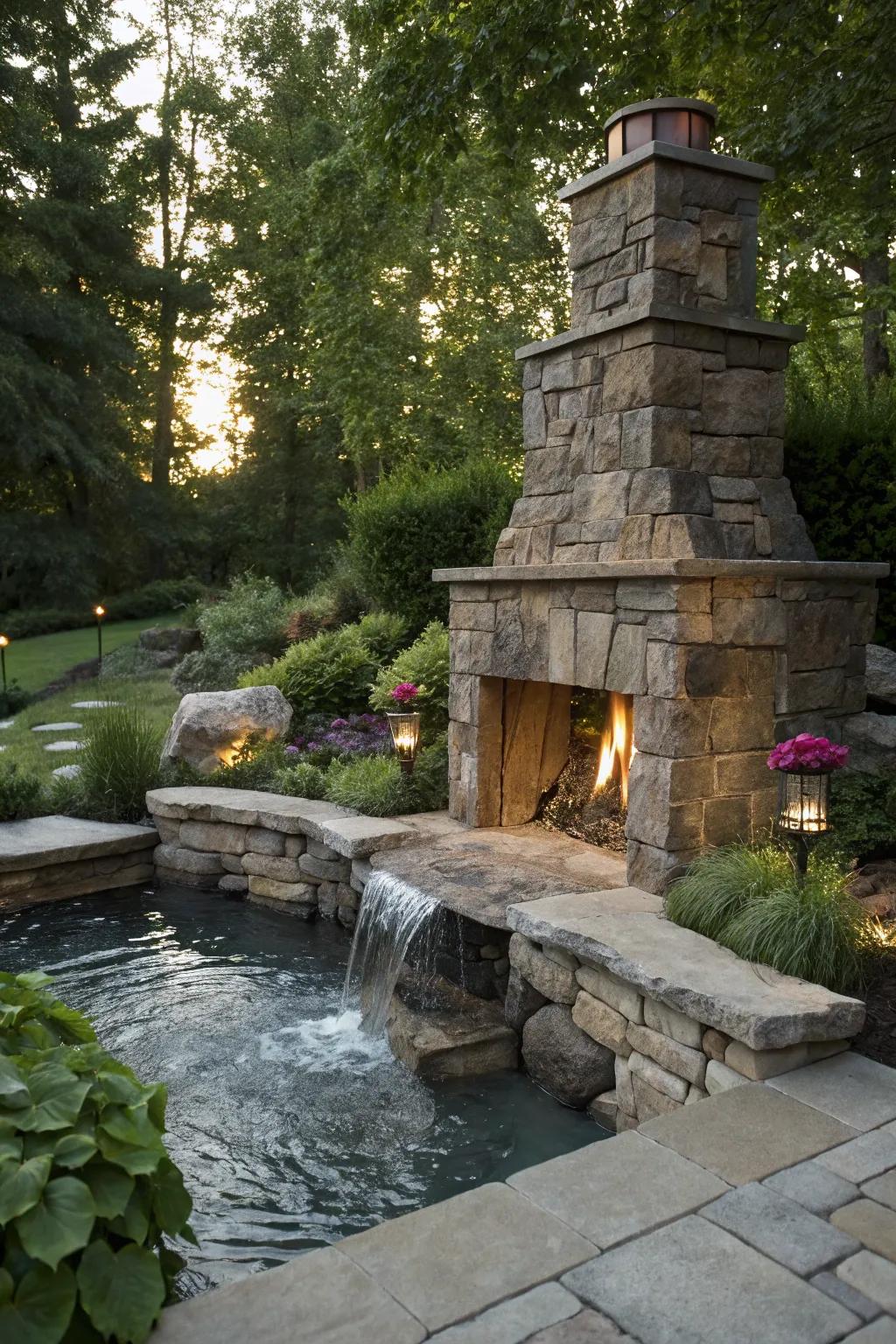 Fire and water: a captivating outdoor feature.