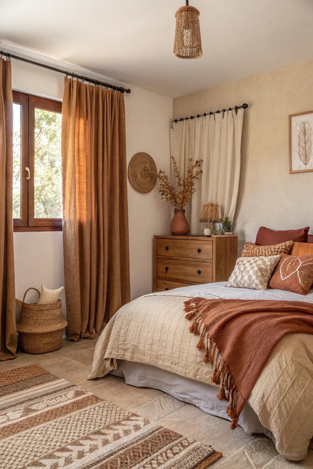 Foster tranquility using a palette of warmth.