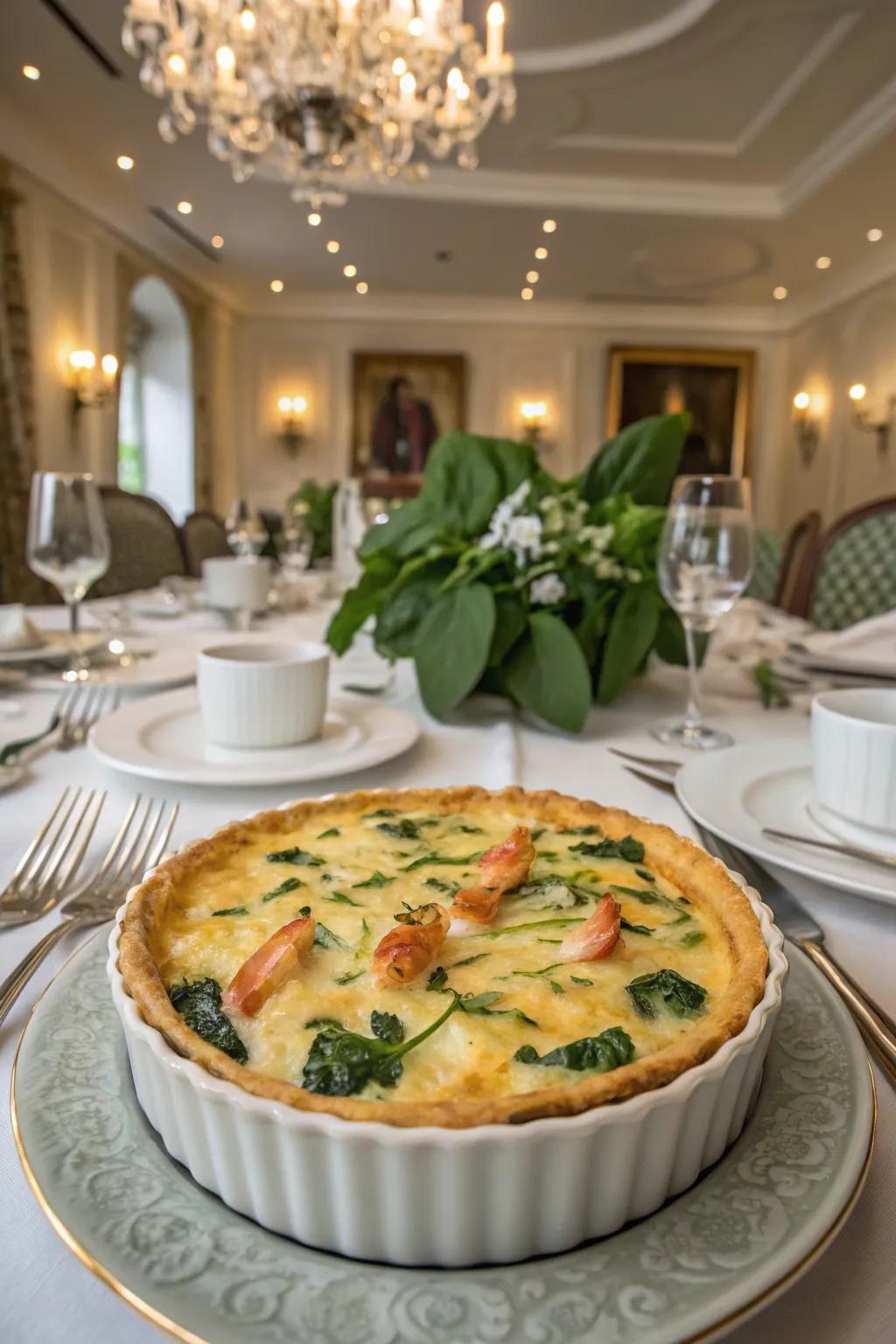 Seafood and leafy greens oven-baked dish, bringing the ocean to your table.