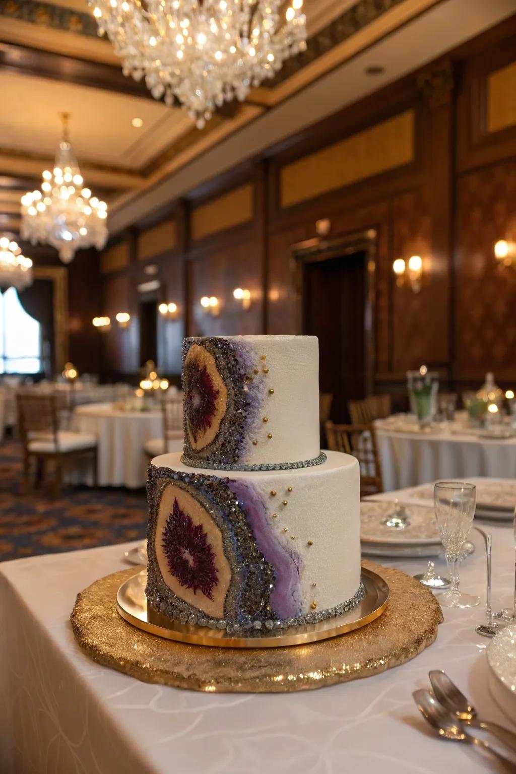 A geode opulence cake that dazzles with its distinctive sparkle.