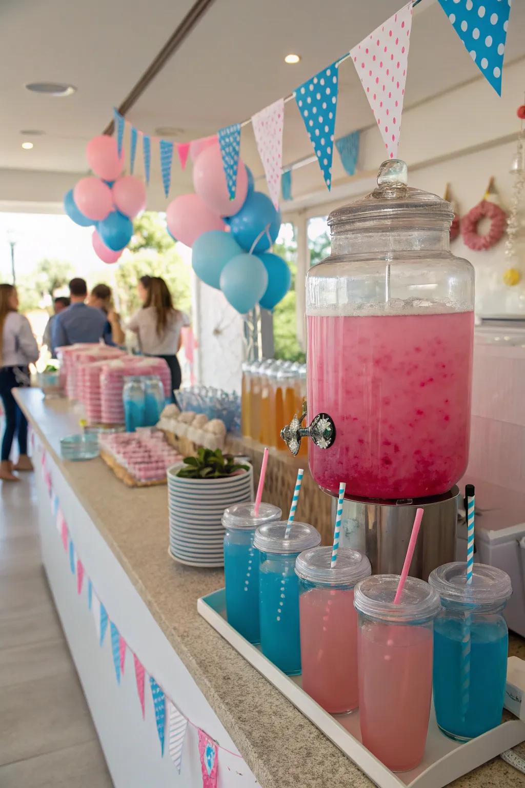 A colorful drink station offering themed beverages to delight your guests.