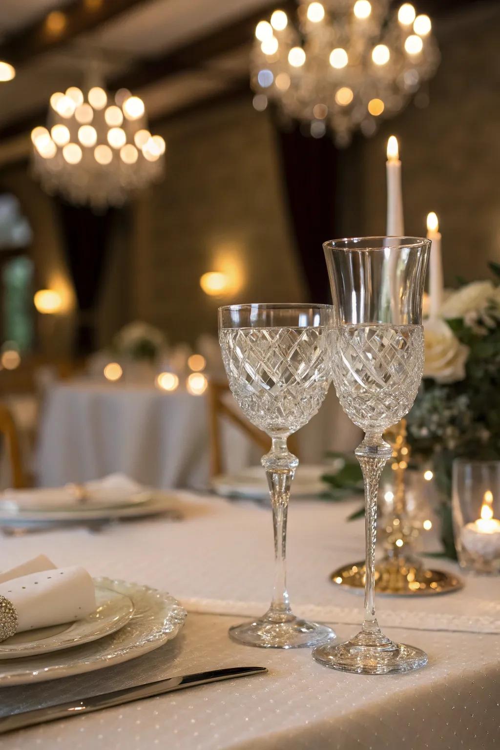 Transparent glassware adds a hint of sophistication and sparkle.