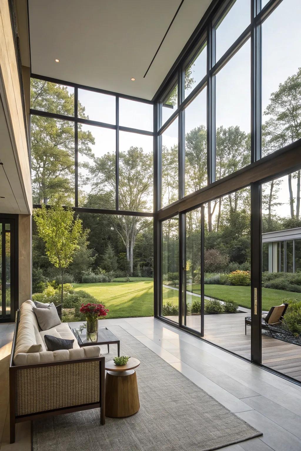 High windows that enhance expansive layouts.
