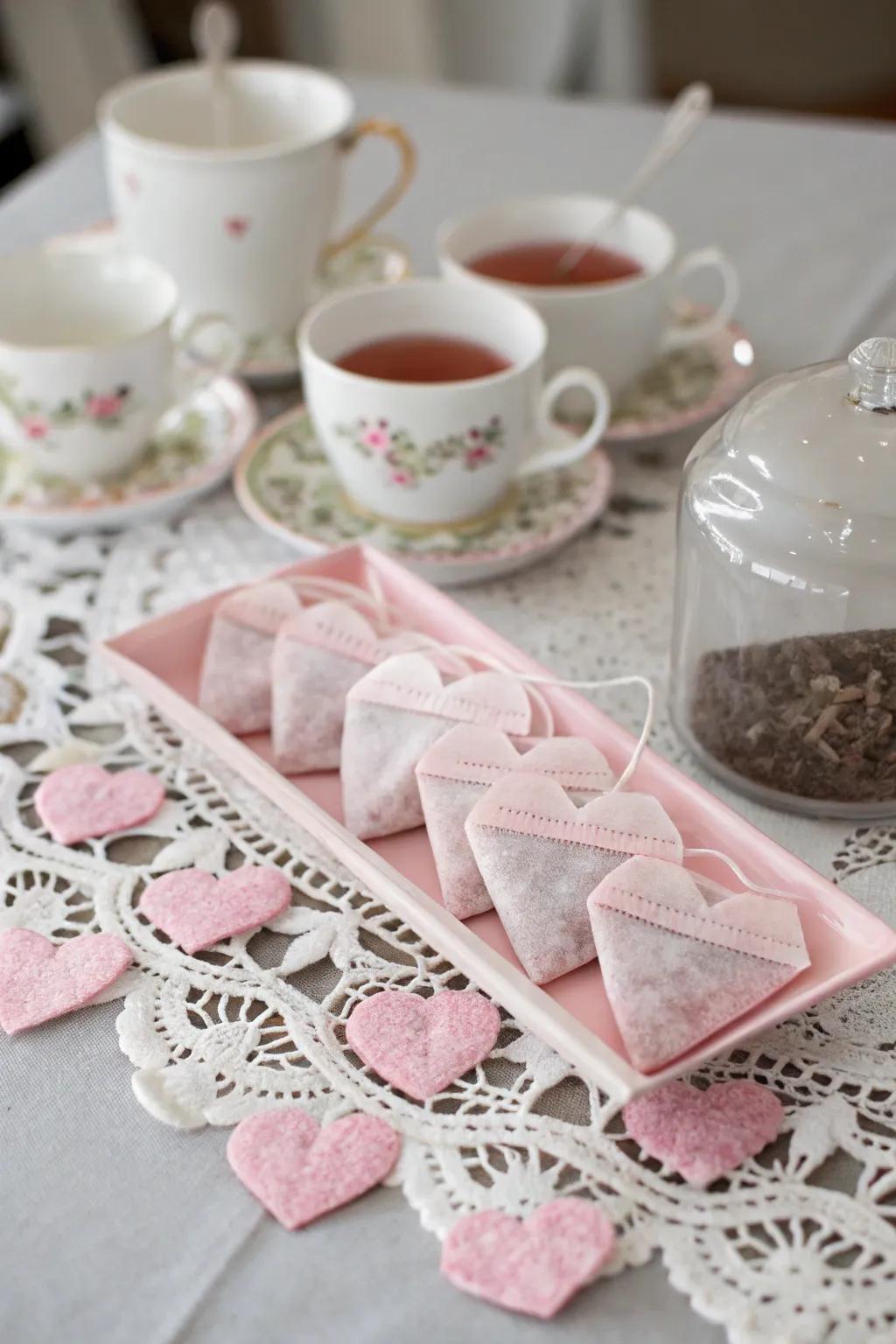 Heart motif sachet stands are a darling and functional present.