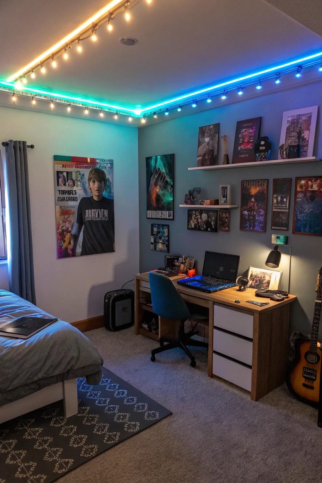 Creative illumination components introduce a unique spin to the decor.