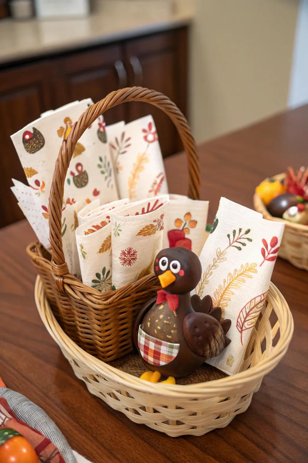 Playful turkey-styled decorations for a festive feeling.